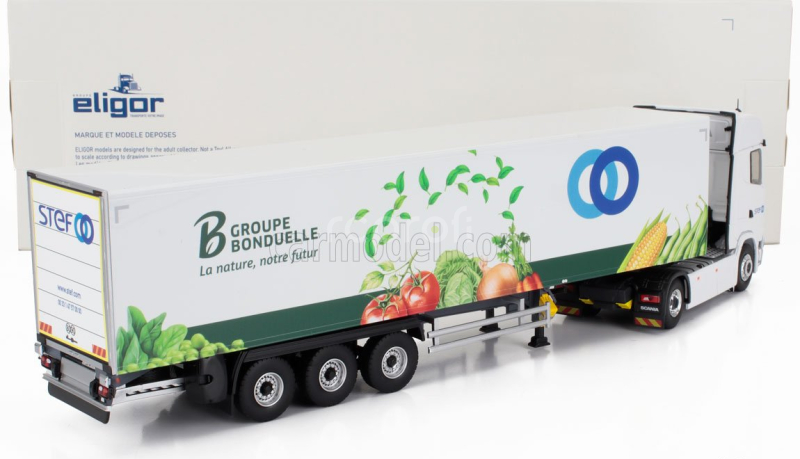 Eligor Scania S500 Semi Frigo Truck Cassonato Steff Bonduelle 2024 1:43 Bílá Zelená