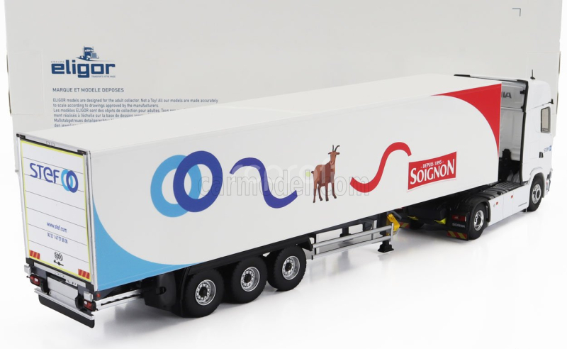 Eligor Scania S770 V8 Truck Semi-frigo Soignon Transports 2020 1:43 Bílá