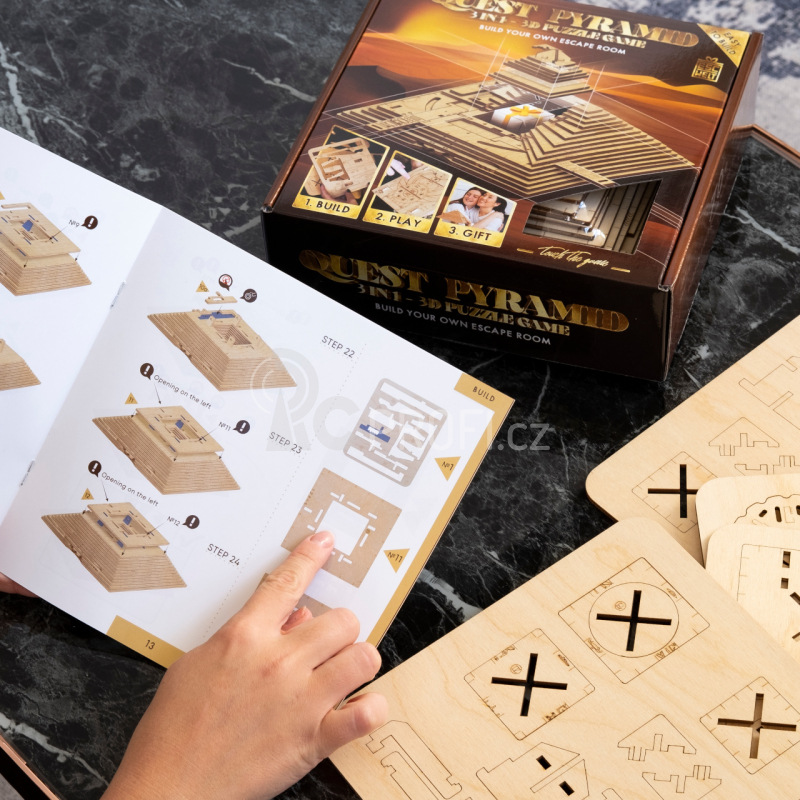 EscapeWelt 3D dřevěná mechanická skládačka hlavolamu Pyramida