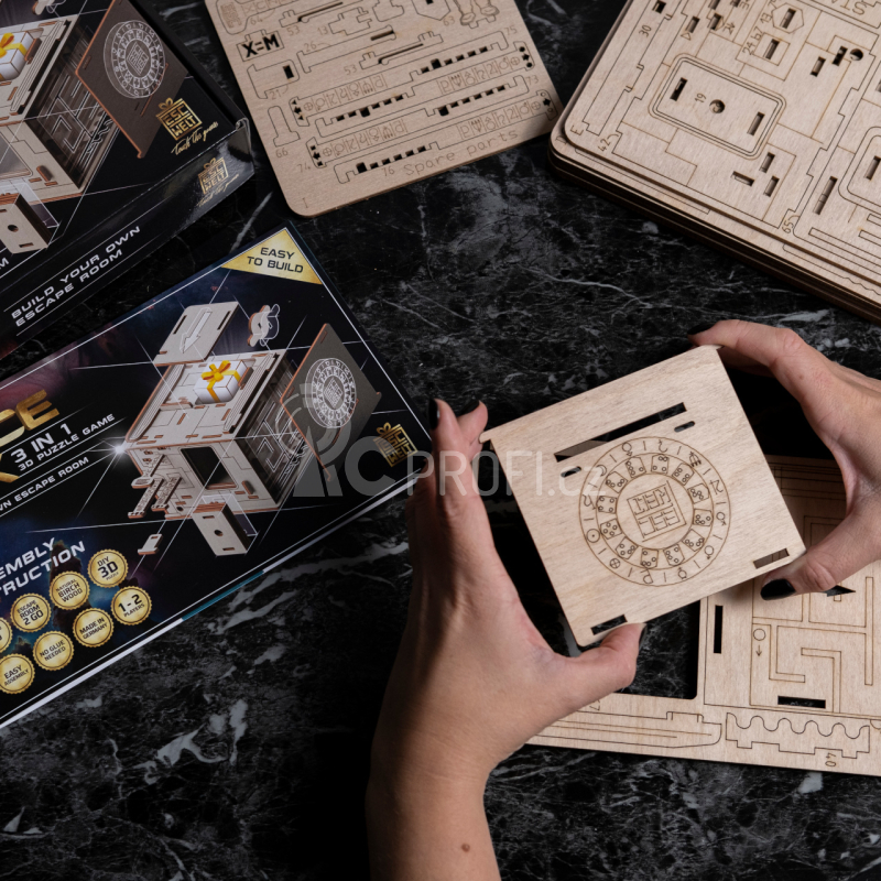 EscapeWelt 3D dřevěná mechanická skládačka hlavolamu Vesmírná kapsle