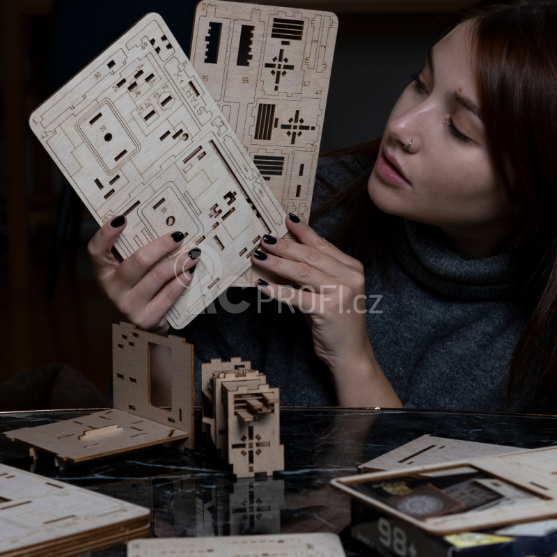 EscapeWelt 3D dřevěná mechanická skládačka hlavolamu Vesmírná kapsle