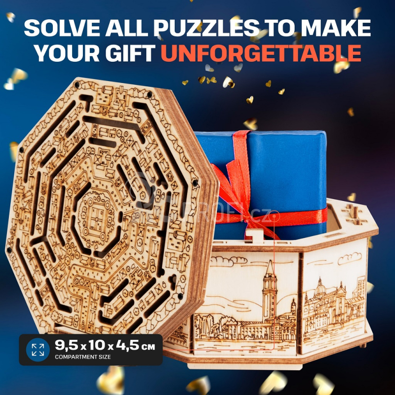 EscapeWelt 3D Dřevěná skládačka Secret Maze Box složená
