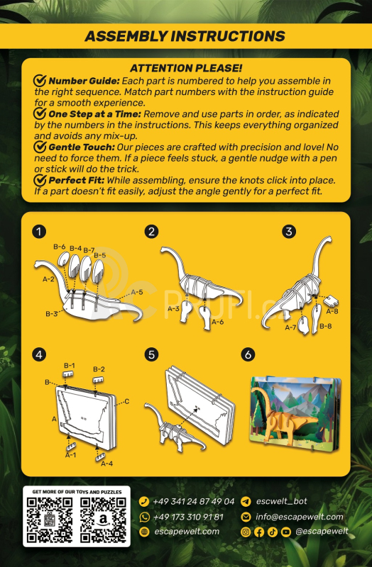 EscapeWelt 3D dřevěné puzzle Brontosaurus