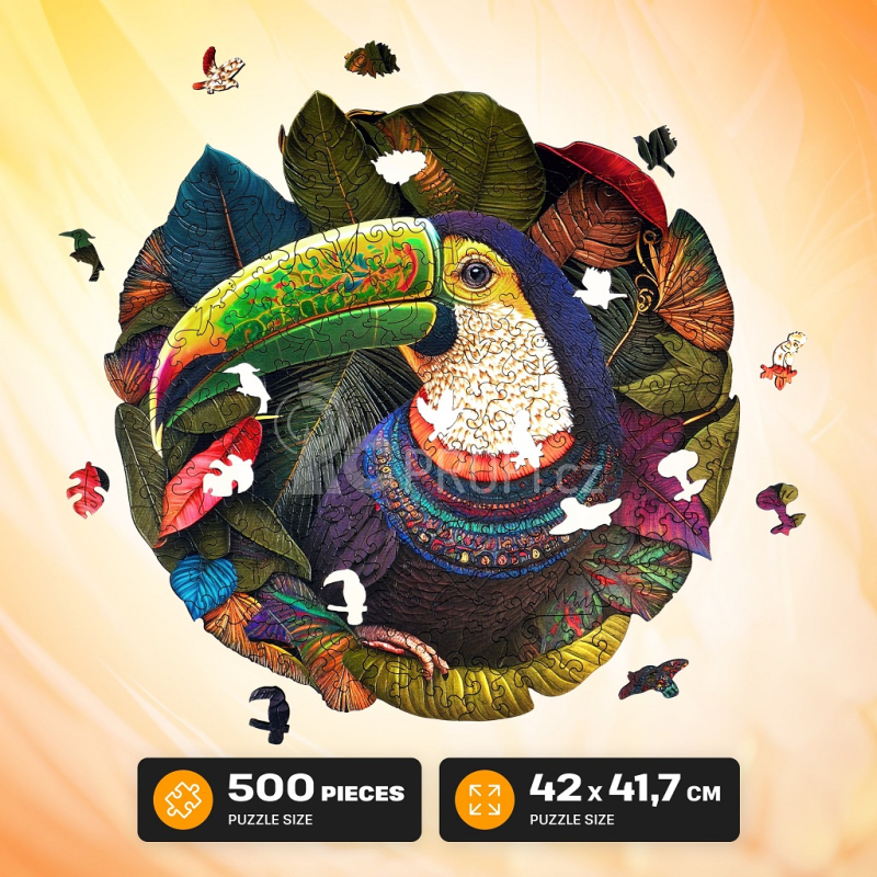 EscapeWelt Dřevěné luminiscenční puzzle Tukan 500 dílků
