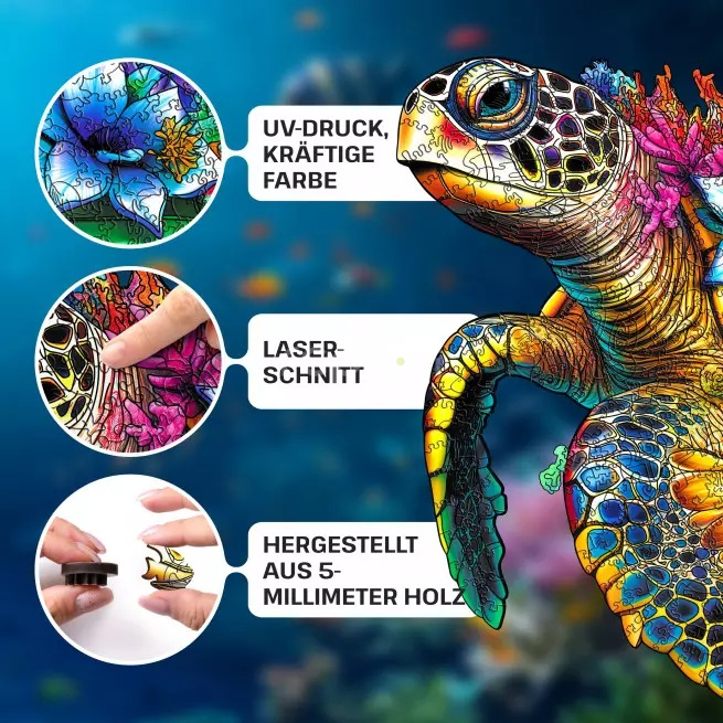 EscapeWelt Dřevěné puzzle Želva 200 dílků