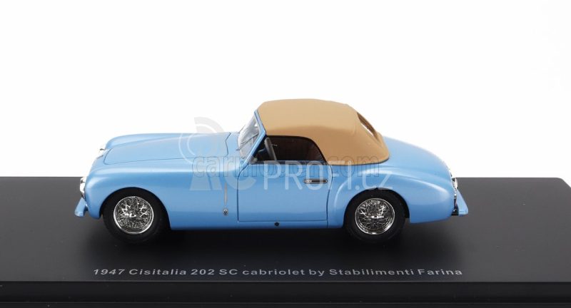 Esval model Cisitalia 202 Sc Stabilimenti Farina Cabriolet Closed 1947 1:43 Světle Modrá Krémová