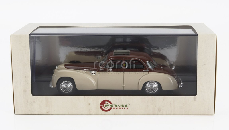 Esval model Delage D6-3l Autobineau Sedan Open Roof 1948 1:43 Béžově Hnědá