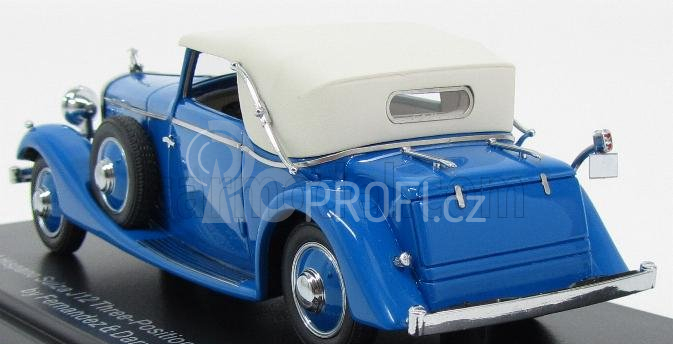 Esval model Hispano suiza J12 Drophead Convertible Three-position Closed By Fernandez & Darrin 1934 1:43 Modrá Bílá