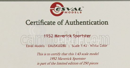 Esval model Maverick Sportster Spider Open 1952 1:43 Bílá