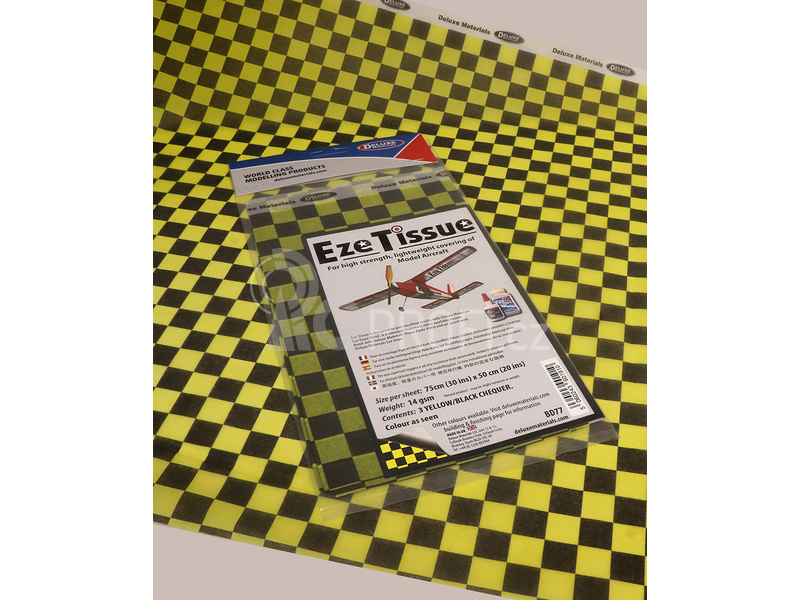 Eze Tissue potahovací papír 14g/m2 75x50cm kostkovaný žluto-černý (3ks)