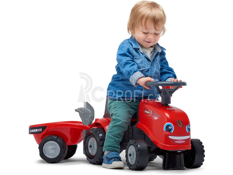 FALK - Dětské odrážedlo Baby Case IH s vlečkou, lopatkou a hrabičkami
