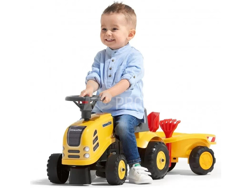 FALK - Dětské odrážedlo Baby Komatsu s vlečkou, lopatkou a hrabičkami