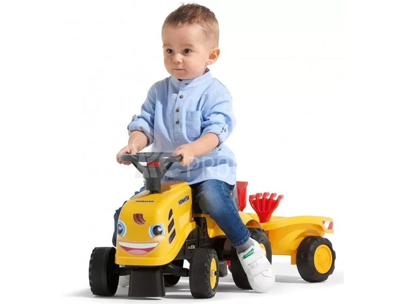 FALK - Dětské odrážedlo Baby Komatsu s vlečkou, lopatkou a hrabičkami