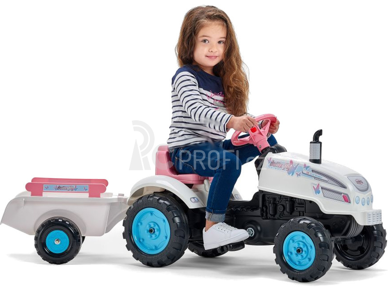 FALK - Šlapací traktor Butterfly Farmer s vlečkou
