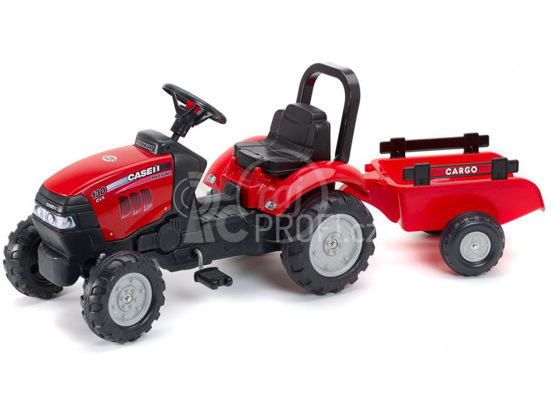 FALK - Šlapací traktor Case iH Maxxum 130 CVX s vlečkou červený