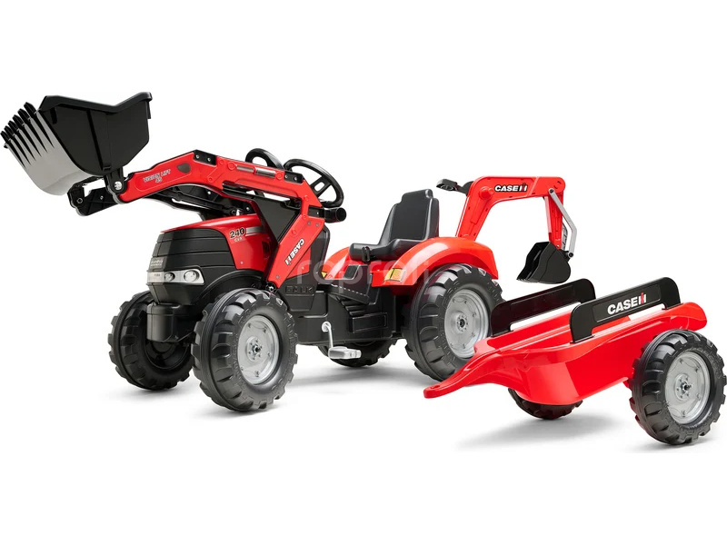 FALK - Šlapací traktor Case IH Puma 240CVX s nakladačem, rypadlem a vlečkou