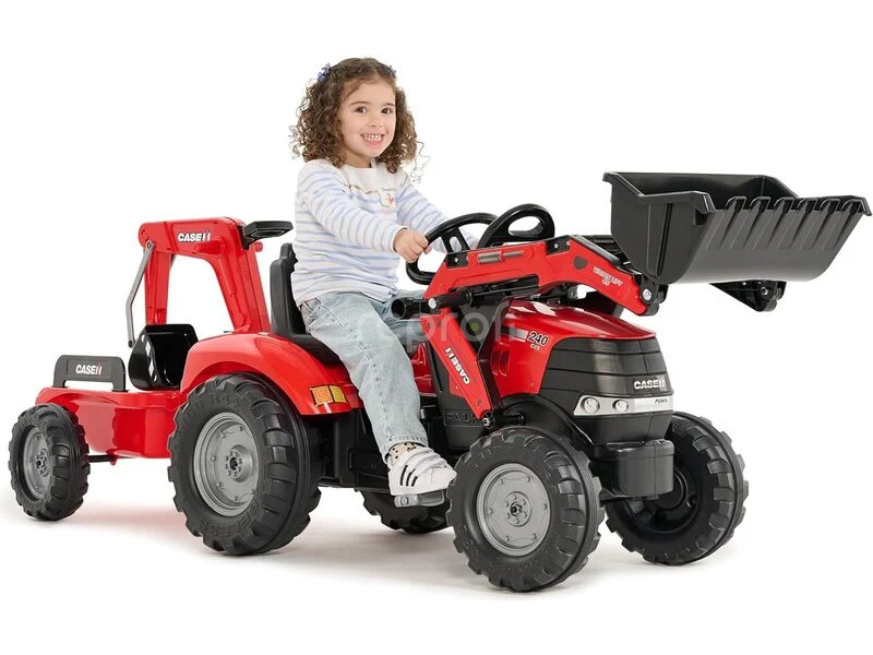 FALK - Šlapací traktor Case IH Puma 240CVX s nakladačem, rypadlem a vlečkou