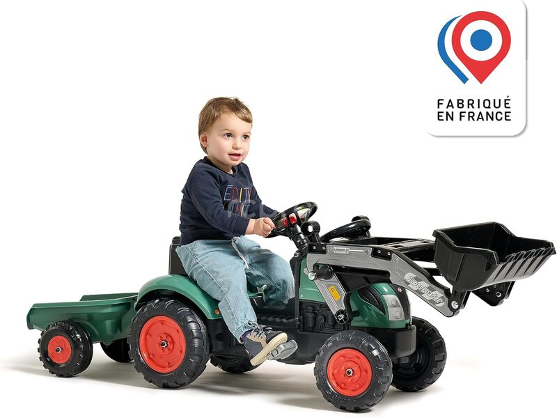 FALK - Šlapací traktor Farm Lander s nakladačem a vlečkou