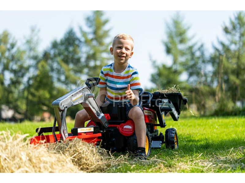 FALK - Šlapací traktor Farm Lander s nakladačem, rypadlem a vlečkou červený