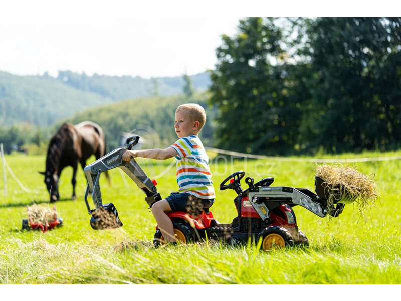 FALK - Šlapací traktor Farm Lander s nakladačem, rypadlem a vlečkou červený