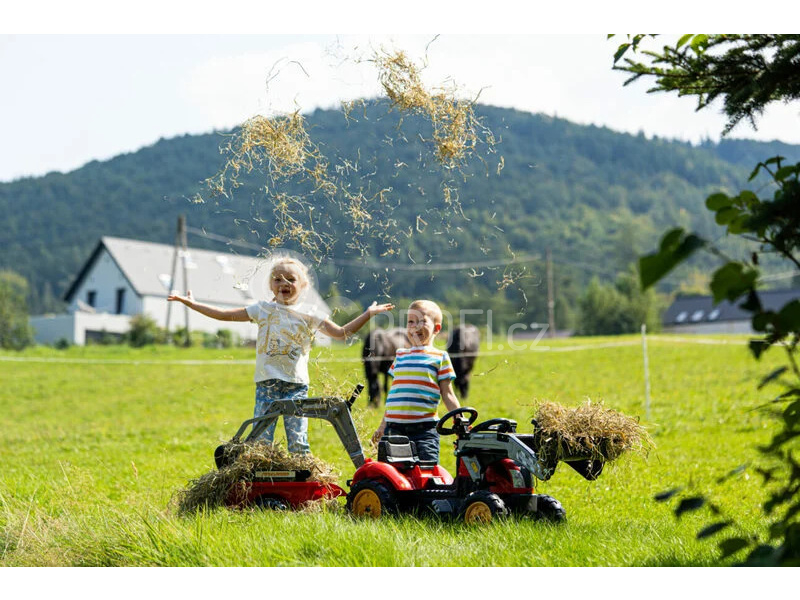 FALK - Šlapací traktor Farm Lander s nakladačem, rypadlem a vlečkou červený