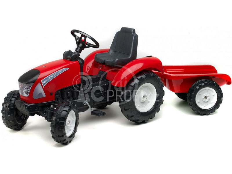 FALK - Šlapací traktor Garden Master s vlečkou červený
