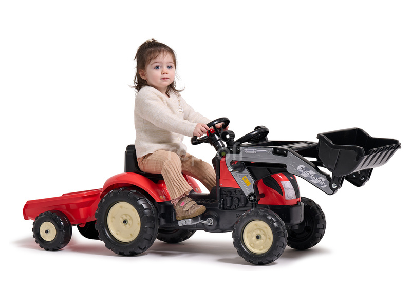 FALK - Šlapací traktor Kiddy Farm s nakladačem a vlečkou