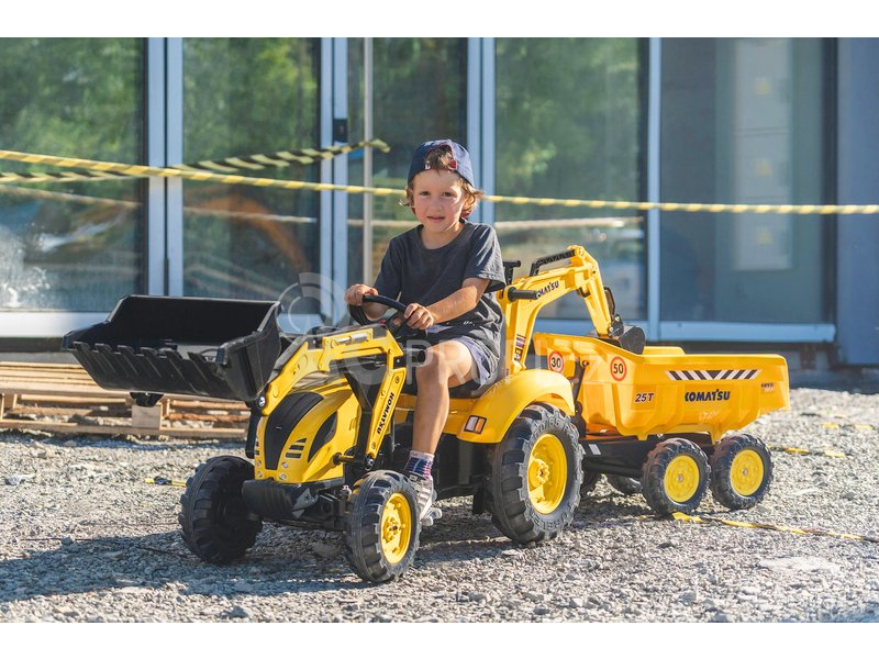 FALK - Šlapací traktor Komatsu s bagrem a Maxi vlečkou