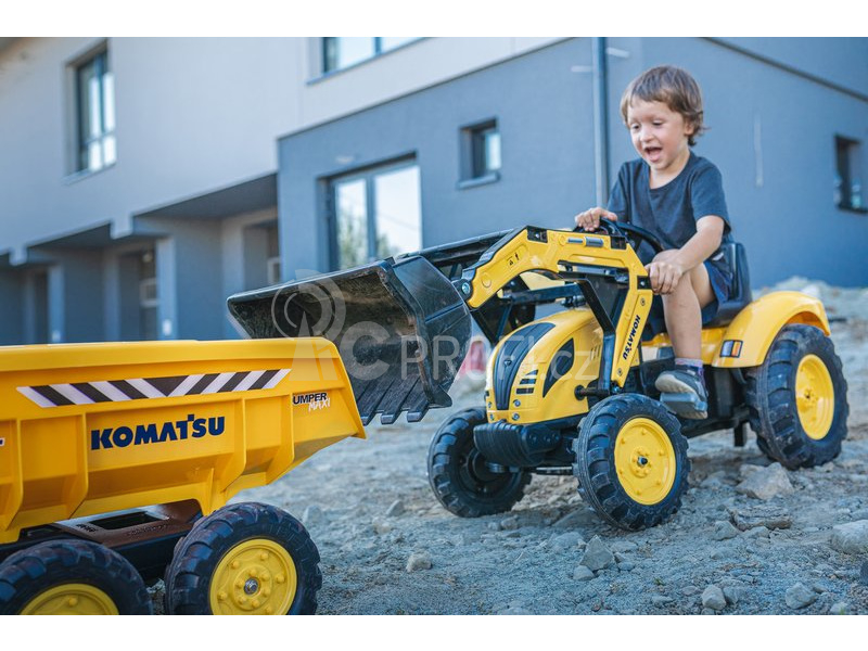 FALK - Šlapací traktor Komatsu s bagrem a Maxi vlečkou