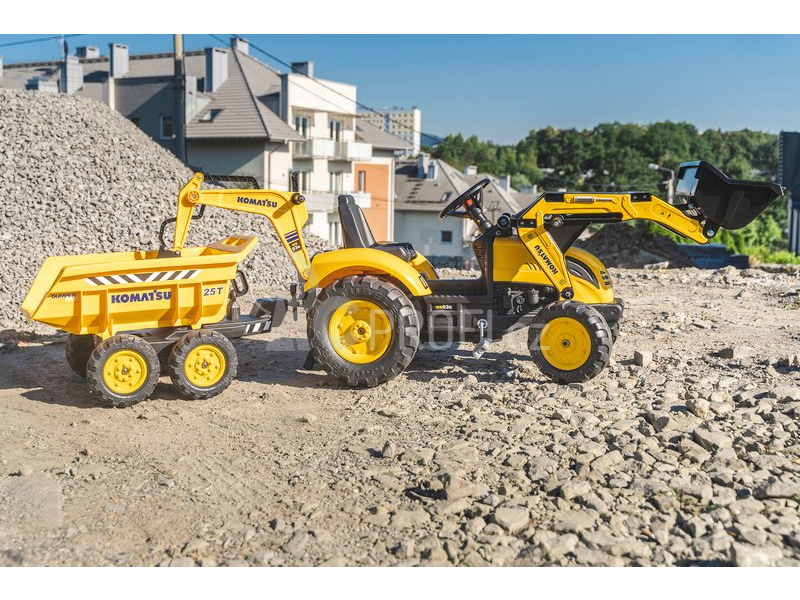 FALK - Šlapací traktor Komatsu s bagrem a Maxi vlečkou