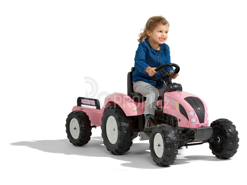 FALK - Šlapací traktor Pink Country Star s vlečkou