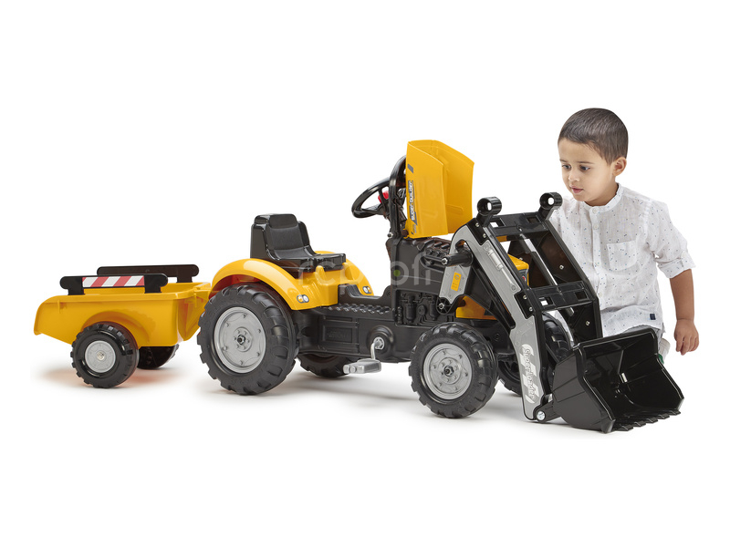 FALK - Šlapací traktor Super Builder s nakladačem a vlečkou