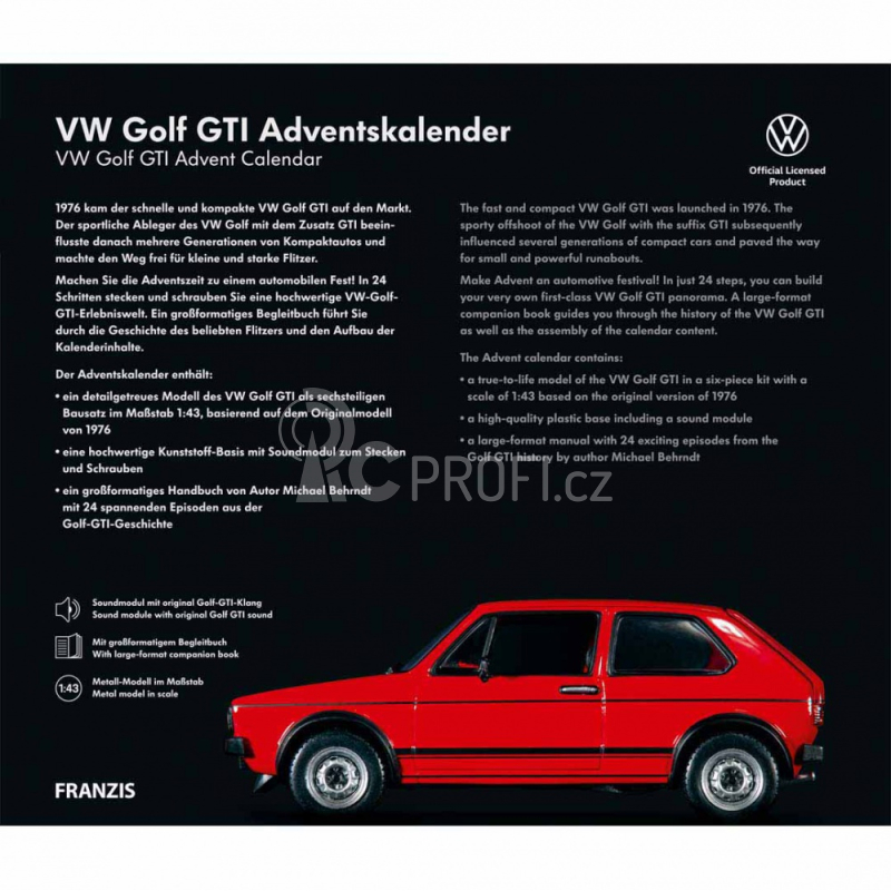Adventní kalendář Volkswagen VW Golf GTI se zvukem 1:43