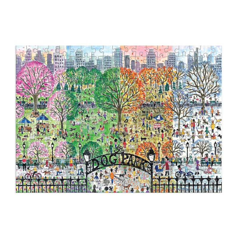 Galison Dřevěné puzzle Psí park 4 roční období 250 dílků