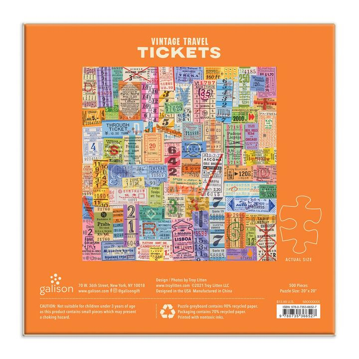 Galison Puzzle Cestovní lístky vintage 500 dílků