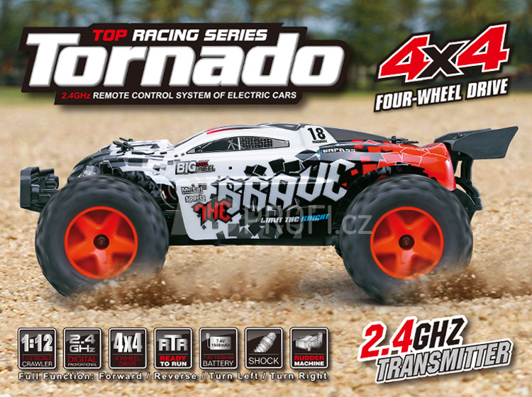 RC auto Pioneer Brave, bíločervená