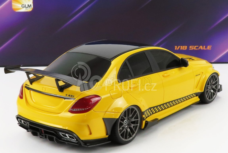 Glm-models Mercedes benz C-class C63s Amg Darwinpro Widebody 2019 1:18 Žlutá