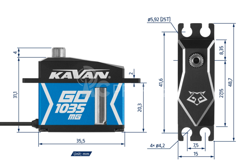 GO-1035MG (0.08s/60°, 16kg.cm)