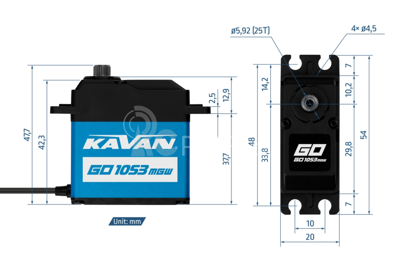 GO-1053MGW digitální servo (0.17s/60°, 20kg.cm)