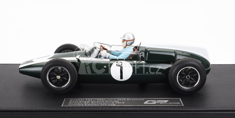 Gp-replicas Cooper F1  T53 N 1 Pole Position Winner British Silverstone Gp World Champion (with Pilot Figure) 1960 Jack Brabham 1:18 Zelená