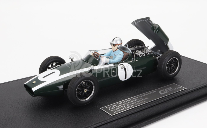 Gp-replicas Cooper F1  T53 N 1 Pole Position Winner British Silverstone Gp World Champion (with Pilot Figure) 1960 Jack Brabham 1:18 Zelená