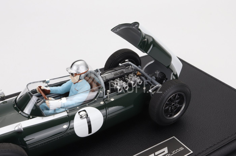 Gp-replicas Cooper F1  T53 N 1 Pole Position Winner British Silverstone Gp World Champion (with Pilot Figure) 1960 Jack Brabham 1:18 Zelená