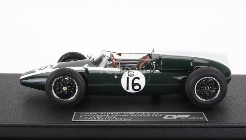 Gp-replicas Cooper F1  T53 N 16 Pole Position Fastest Lap Winner French Gp World Champion 1960 Jack Brabham 1:18 Zelená