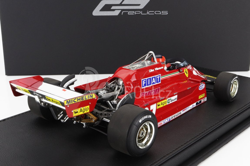 Gp-replicas Ferrari F1  126ck N 27 Winner Monaco Gp (with Pilot Figure) 1981 G.villeneuve - Con Vetrina - With Showcase 1:18 Red