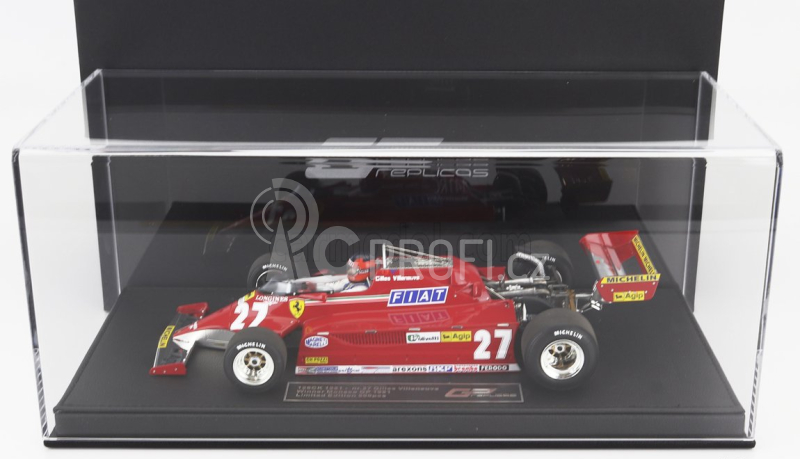 Gp-replicas Ferrari F1  126ck N 27 Winner Monaco Gp (with Pilot Figure) 1981 G.villeneuve - Con Vetrina - With Showcase 1:18 Red