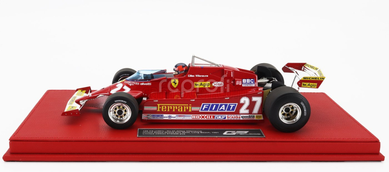 Gp-replicas Ferrari F1  126cx Comprex Turbo N 27 Usa Ovest Long Beach Gp (with Pilot Figure) 1981 G.villeneuve - Con Vetrina - With Showcase 1:18 Red