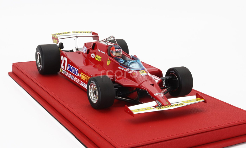 Gp-replicas Ferrari F1  126cx Comprex Turbo N 27 Usa Ovest Long Beach Gp (with Pilot Figure) 1981 G.villeneuve - Con Vetrina - With Showcase 1:18 Red