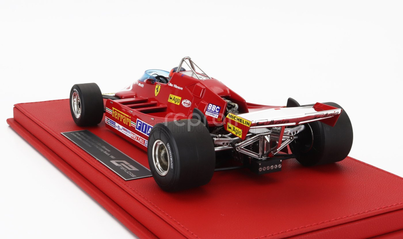 Gp-replicas Ferrari F1  126cx Comprex Turbo N 27 Usa Ovest Long Beach Gp (with Pilot Figure) 1981 G.villeneuve - Con Vetrina - With Showcase 1:18 Red