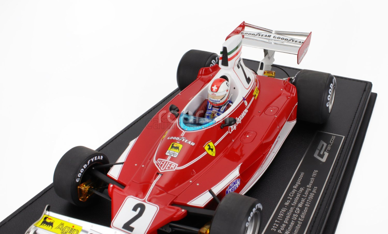 Gp-replicas Ferrari F1  312t N 2 Pole Position Fastest Lap And Winner Long Beach Usa Gp (with Pilot Figure) 1976 Clay Regazzoni 1:18 Red