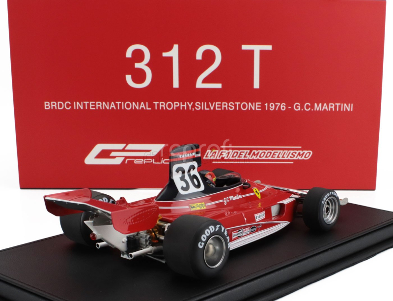 Gp-replicas Ferrari F1  312t Team Everest N 36 Brdc International Trophy Silverstone (with Pilot Figure) 1976 Giancarlo Martini - Con Vetrina - With Showcase 1:18 Red